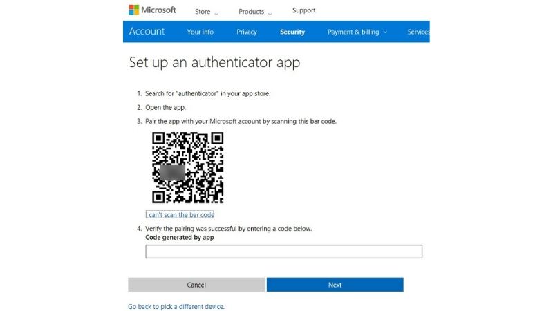 Tạo tài khoản Microsoft bằng mã QR