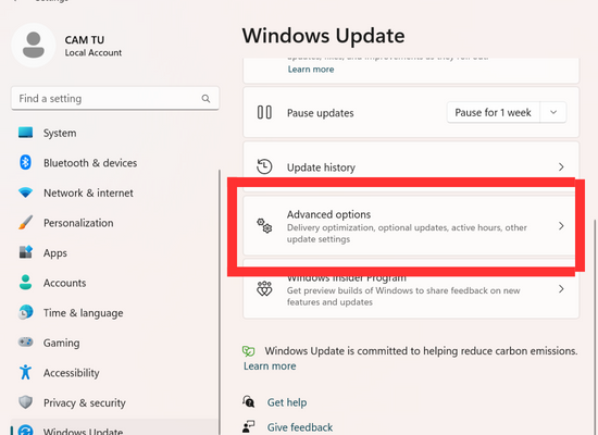 Tắt update Windows