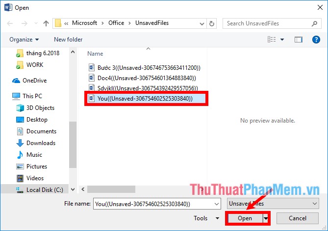 Khôi phục file Word chưa lưu