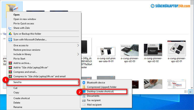 Tạo shortcut trên desktop Windows