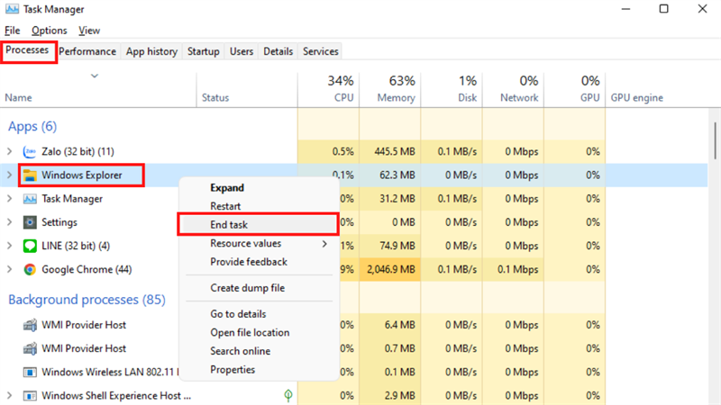 Khắc phục lỗi Windows Explorer bị treo