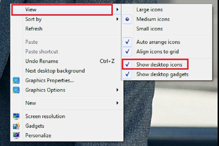 Khôi phục biểu tượng trên Desktop